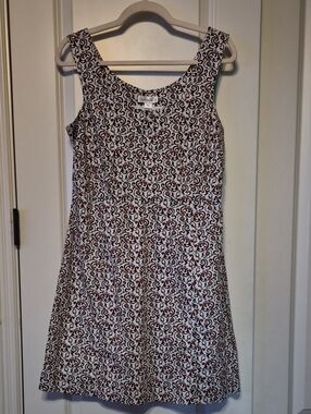 Fair Indigo White Mini Dress with Brown Scroll Print
